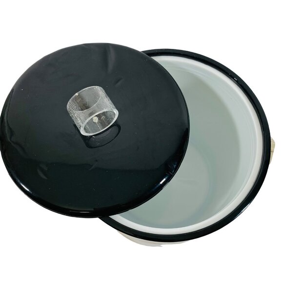 MCM Black Gold Ice Bucket Lucite Lid Handle VTG Barware Bar Cart Regency Decor - Picture 3 of 13